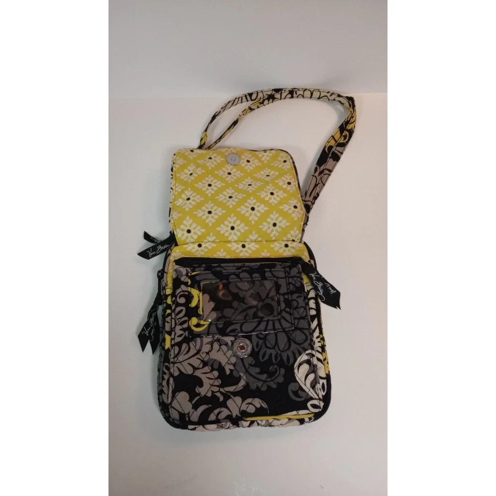 Vera Bradley Mini Hipster Crossbody Bag Baroque Quilted Cotton Yellow Black